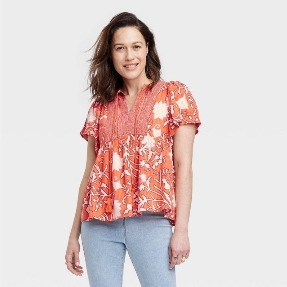 Women's Flutter Short Sleeve Top - Knox
Rose™m Orange Floral M